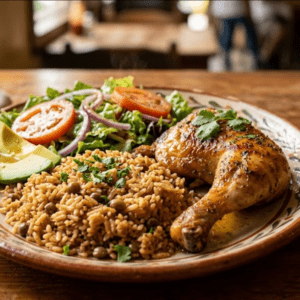 Moro de Guandules con Pollo Horneado